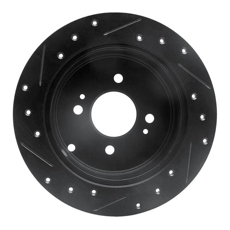 Dodge Attitude Brake Rotor (1) - Rear Right - R1 Concepts - Drilled & Slotted - Black - `06-`12